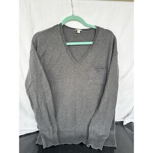 GAP BF V-Neck Sweater 100% Cotton knit charcoal Women's Small Heritage